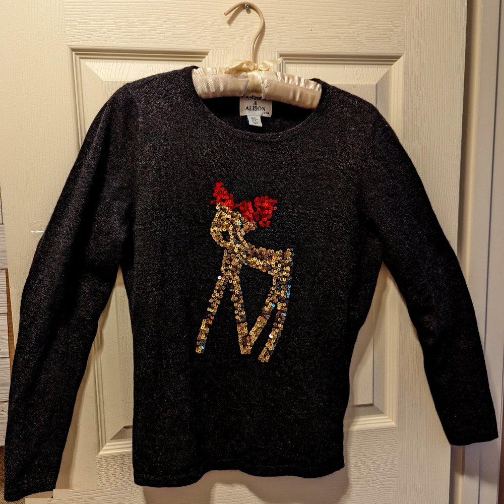 Antoni & Alison Lambswool Blend Christmas Sequin Deer Sweater Size M